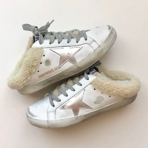 golden goose sabot superstar genuine shearling slide sneaker